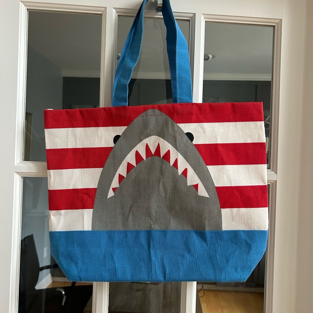 NWOT - Kids Canvas Shark Beach Bag by Mudpie